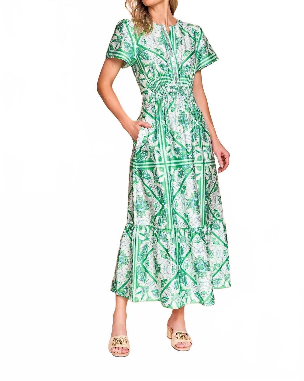 NEW SHERIDAN FRENCH eloise dress in meadow zellige tile